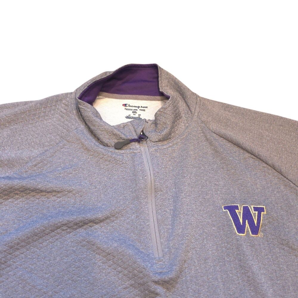 Champion UW Huskies Men's 2XL 1/4 Zip Embroidered Textured Pullover GUC